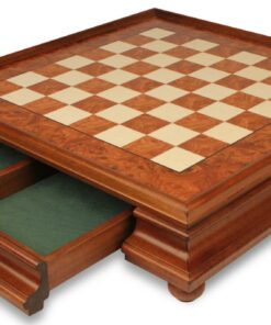 Jeu d'Échecs Napoléon - Échiquier en bois de Bruyère et Bois d'Orme avec tiroir & Pièces en métal