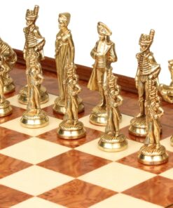 Jeu d'Échecs Napoléon - Échiquier en bois de Bruyère et Bois d'Orme avec tiroir & Pièces en métal