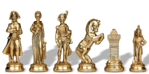 Jeu d'Échecs Napoléon - Échiquier en bois de Bruyère et Bois d'Orme avec tiroir & Pièces en métal